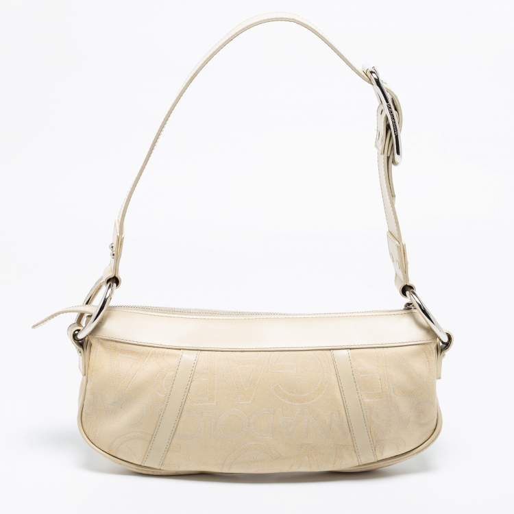 مملوكة مسبقًا Dolce & Gabbana Light Beige Signature Canvas And Leather Shoulder Bag