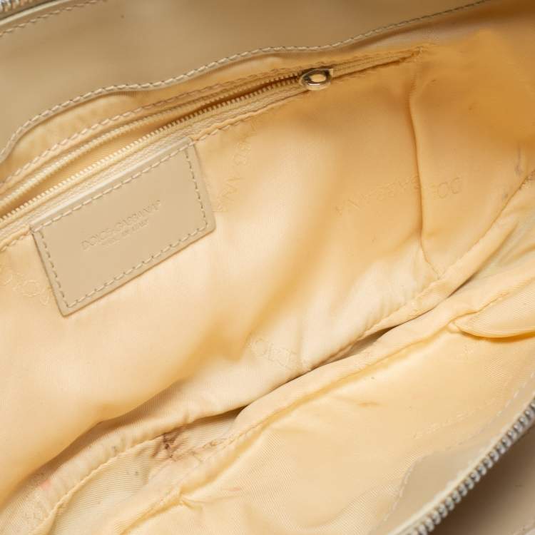 مملوكة مسبقًا Dolce & Gabbana Light Beige Signature Canvas And Leather Shoulder Bag