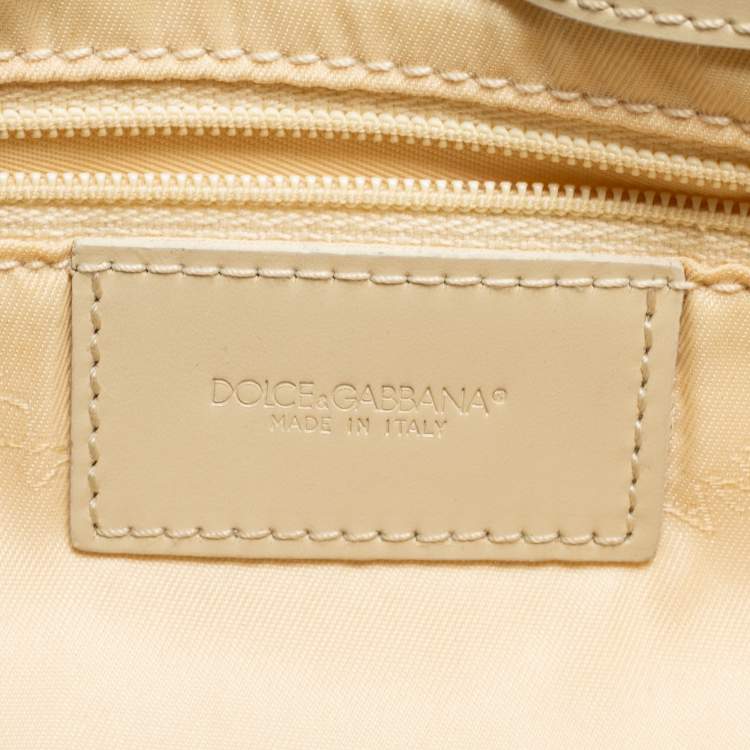 مملوكة مسبقًا Dolce & Gabbana Light Beige Signature Canvas And Leather Shoulder Bag
