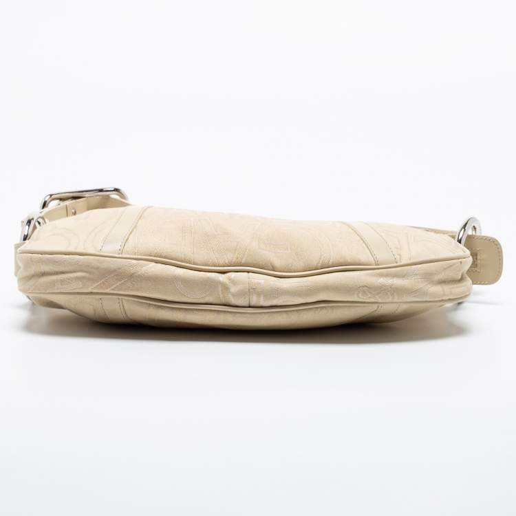 مملوكة مسبقًا Dolce & Gabbana Light Beige Signature Canvas And Leather Shoulder Bag