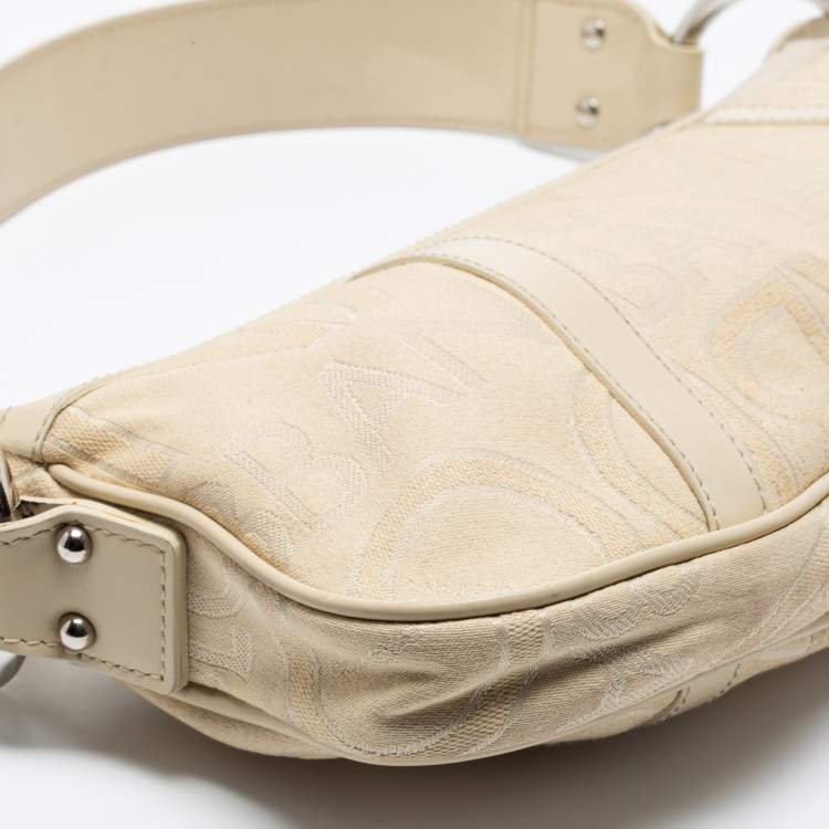 مملوكة مسبقًا Dolce & Gabbana Light Beige Signature Canvas And Leather Shoulder Bag