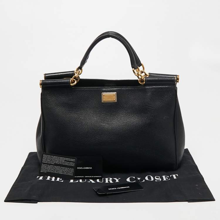 مملوكة مسبقًا Dolce & Gabbana Black Leather Miss Sicily Tote 