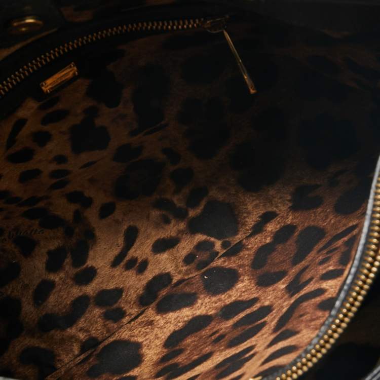 مملوكة مسبقًا Dolce & Gabbana Black Leather Miss Sicily Tote 