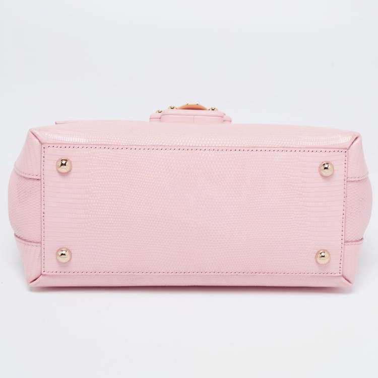Pre Owned Dolce & Gabbana Pink Lizard Embossed Leather  Lucia Top Handle Bag