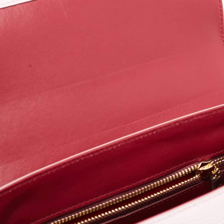 Pre Owned Dolce & Gabbana Pink Lizard Embossed Leather  Lucia Top Handle Bag