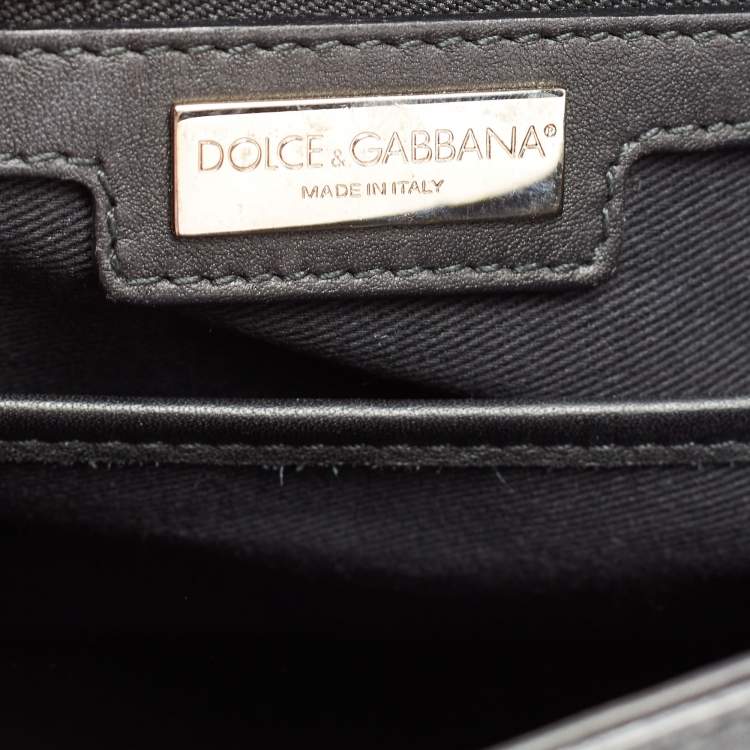 مملوكة مسبقًا Dolce & Gabbana Black Leopard Print Coated Canvas And Leather Large Miss Sicily Top Handle Bag