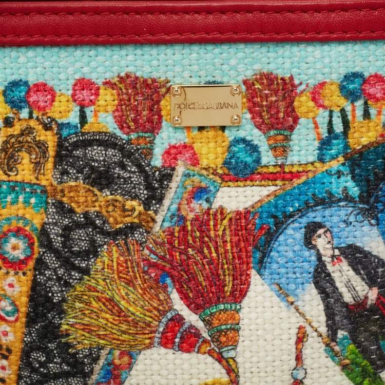 Pre Owned Dolce & Gabbana Multicolor Fans Printed Canvas Tote