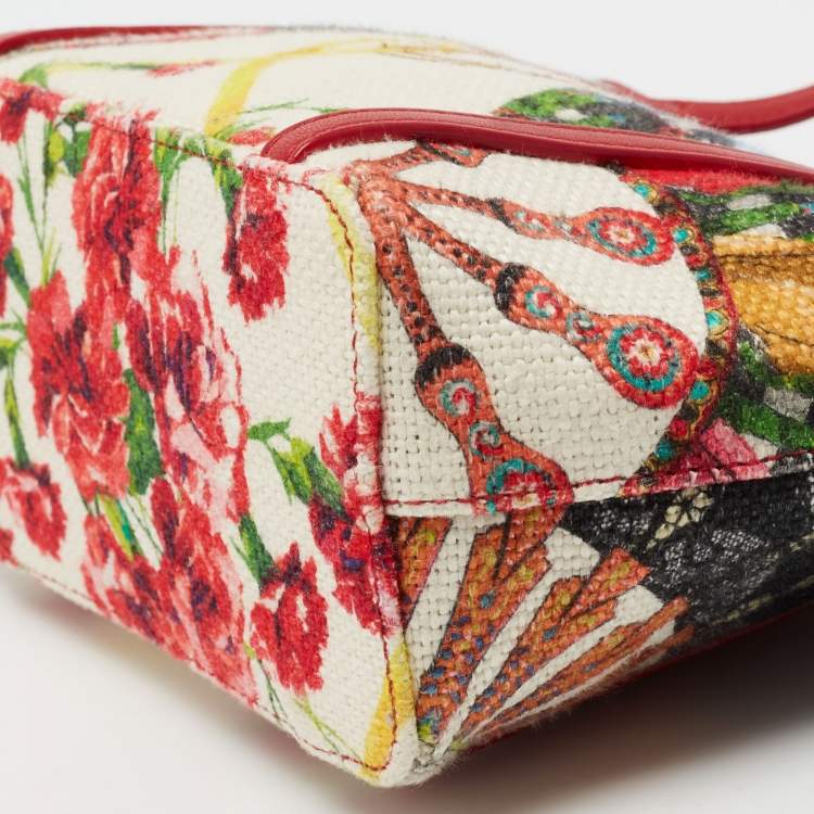 Pre Owned Dolce & Gabbana Multicolor Fans Printed Canvas Tote