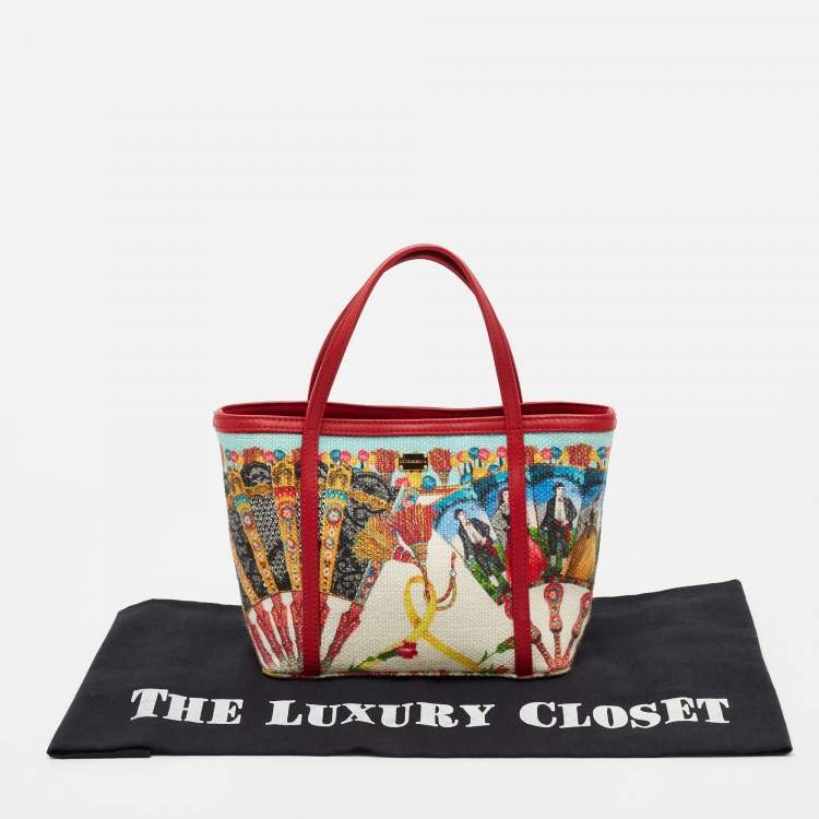 Pre Owned Dolce & Gabbana Multicolor Fans Printed Canvas Tote