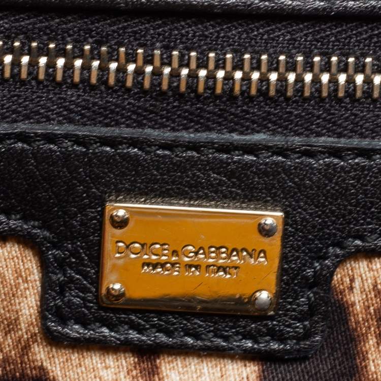 Pre Owned Dolce & Gabbana Black/Pink Leather Medium Miss Sicily Top Handle Bag