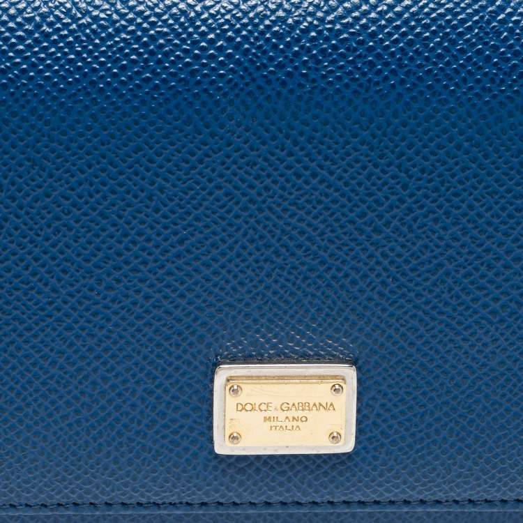 مملوكة مسبقًا Dolce & Gabbana Navy Blue Leather Miss Sicily Von Wallet on Chain