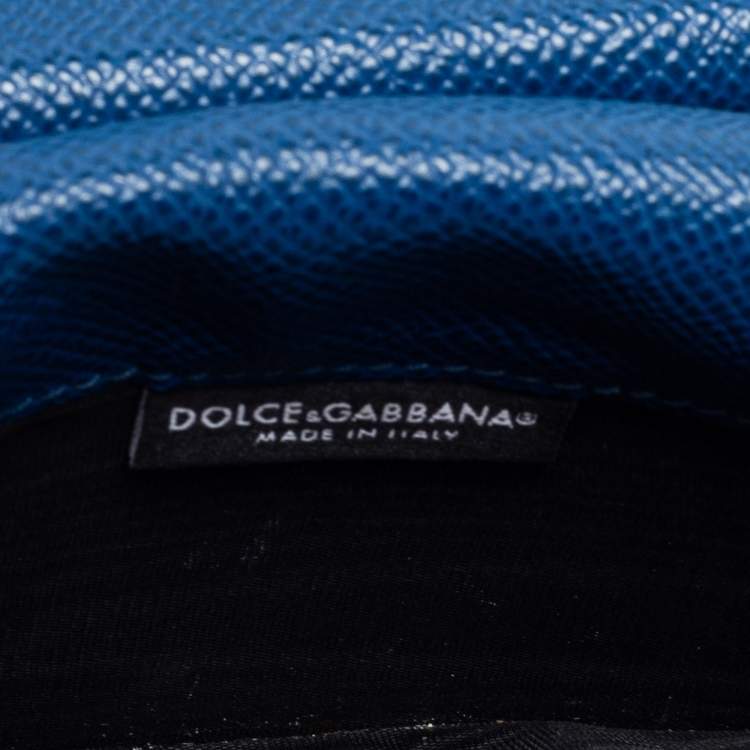 مملوكة مسبقًا Dolce & Gabbana Navy Blue Leather Miss Sicily Von Wallet on Chain