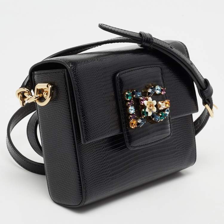 مملوكة مسبقًا Dolce & Gabbana Black Lizard Embossed Leather DG Millennials Shoulder Bag