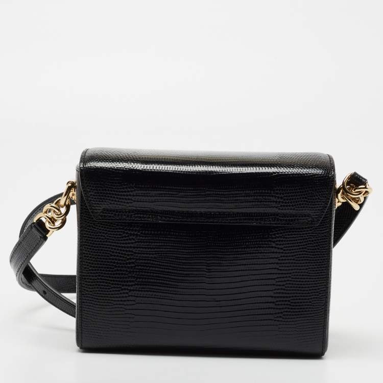 مملوكة مسبقًا Dolce & Gabbana Black Lizard Embossed Leather DG Millennials Shoulder Bag