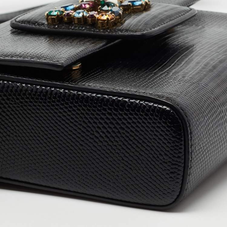 مملوكة مسبقًا Dolce & Gabbana Black Lizard Embossed Leather DG Millennials Shoulder Bag