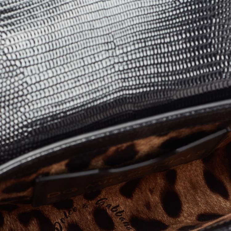 مملوكة مسبقًا Dolce & Gabbana Black Lizard Embossed Leather DG Millennials Shoulder Bag