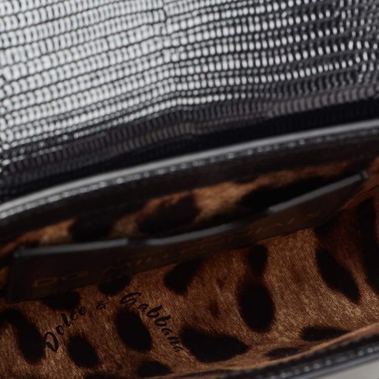 مملوكة مسبقًا Dolce & Gabbana Black Lizard Embossed Leather DG Millennials Shoulder Bag