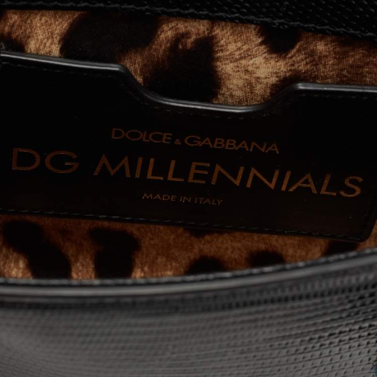 مملوكة مسبقًا Dolce & Gabbana Black Lizard Embossed Leather DG Millennials Shoulder Bag