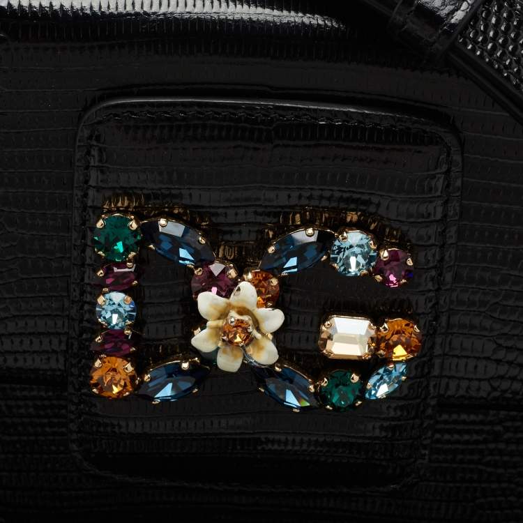 مملوكة مسبقًا Dolce & Gabbana Black Lizard Embossed Leather DG Millennials Shoulder Bag