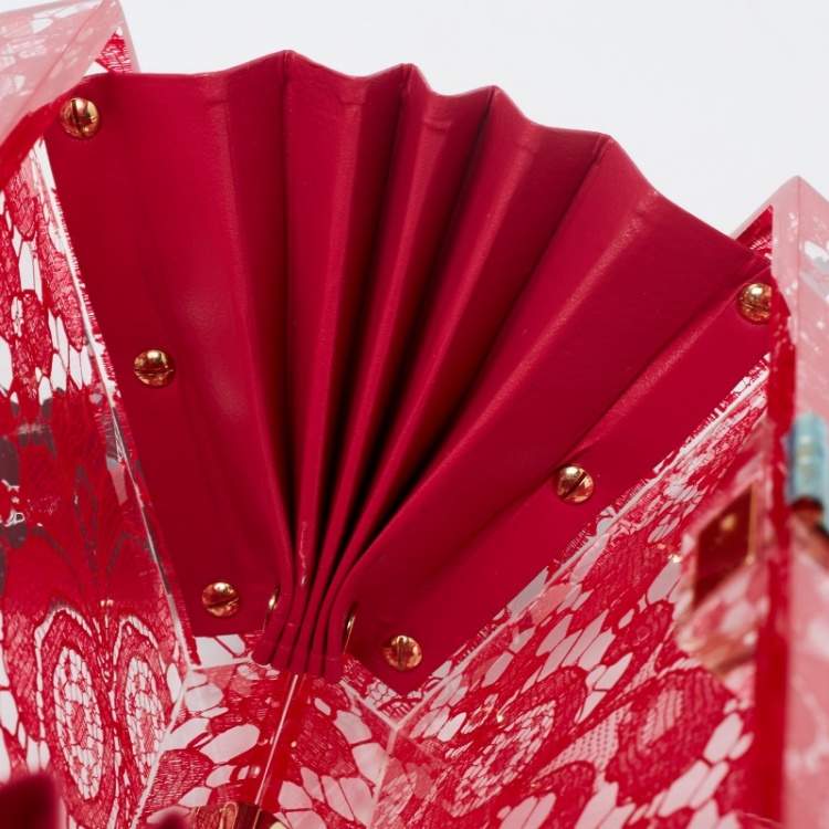 Pre Owned Dolce & Gabbana Red Acrylic Lace Dolce Box Bag