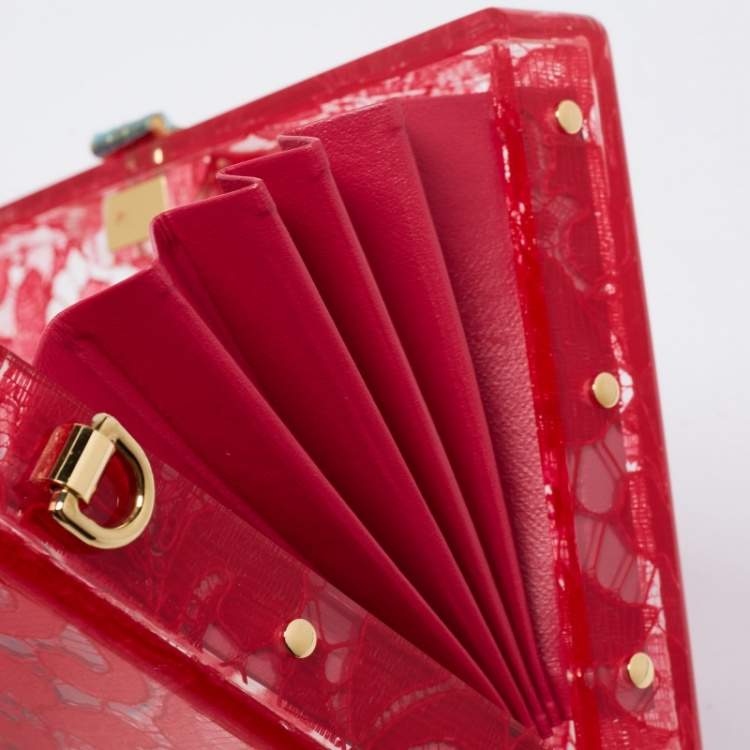 Pre Owned Dolce & Gabbana Red Acrylic Lace Dolce Box Bag