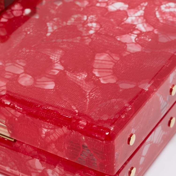 Pre Owned Dolce & Gabbana Red Acrylic Lace Dolce Box Bag