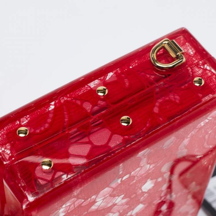 Pre Owned Dolce & Gabbana Red Acrylic Lace Dolce Box Bag