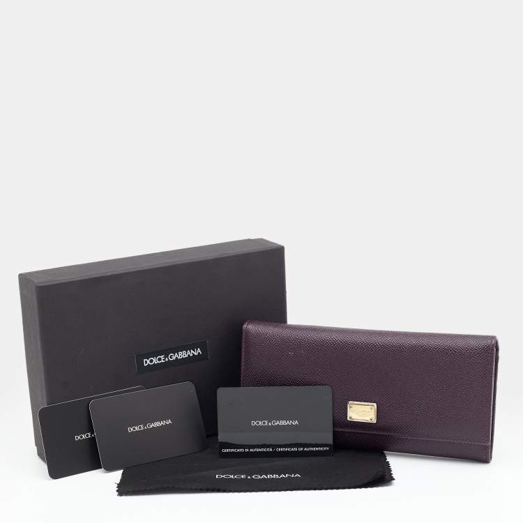 Pre Owned Dolce & Gabbana Dark Purple Leather Continental Wallet