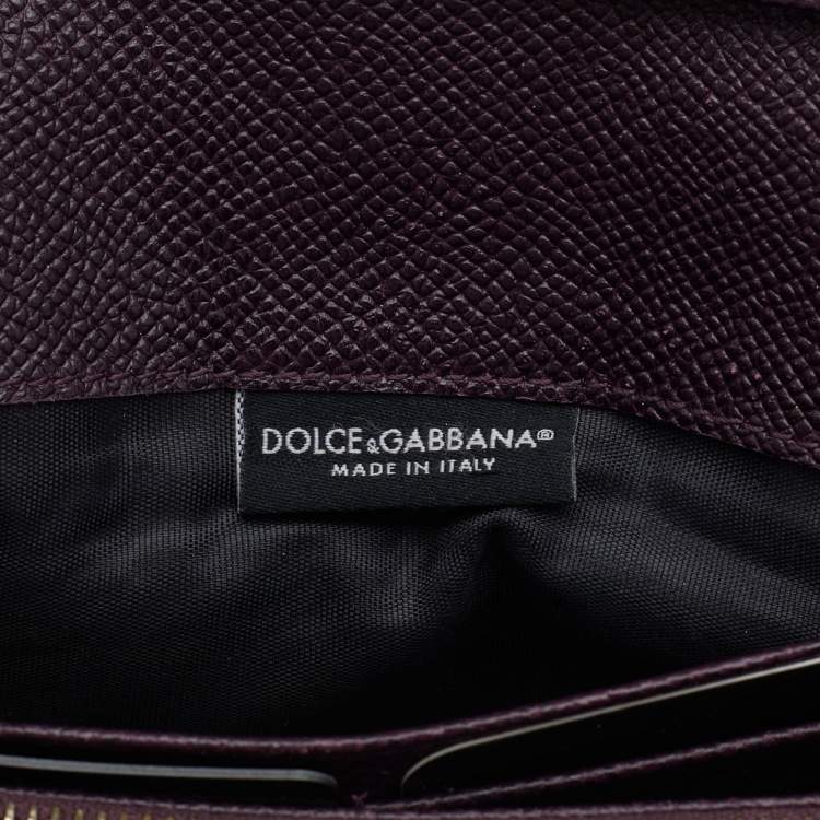 Pre Owned Dolce & Gabbana Dark Purple Leather Continental Wallet