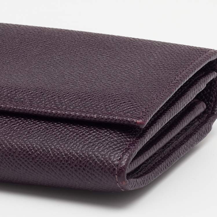 Pre Owned Dolce & Gabbana Dark Purple Leather Continental Wallet