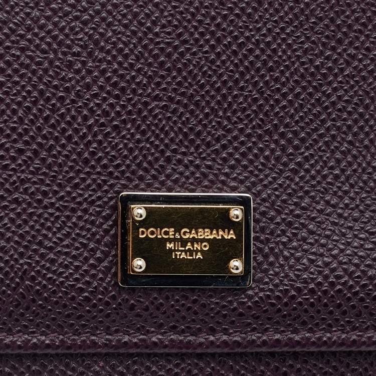 Pre Owned Dolce & Gabbana Dark Purple Leather Continental Wallet