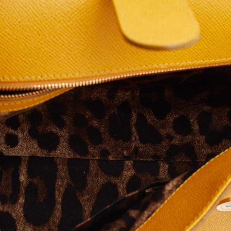Pre Owned Dolce & Gabbana Yellow Leather Large Miss Sicily Top Handle Bag