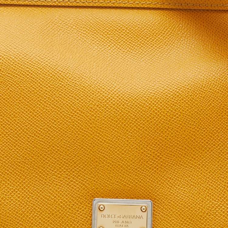 Pre Owned Dolce & Gabbana Yellow Leather Large Miss Sicily Top Handle Bag
