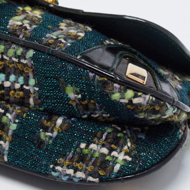 Pre Owned Dolce & Gabbana Green  Eel Leather And Tweed  Jewels Pochette
