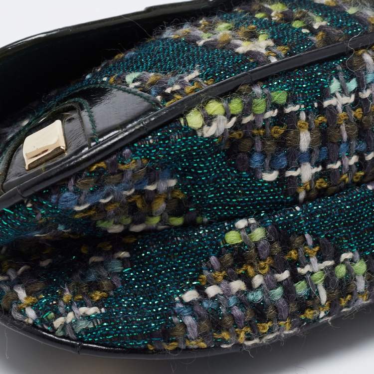 Pre Owned Dolce & Gabbana Green  Eel Leather And Tweed  Jewels Pochette