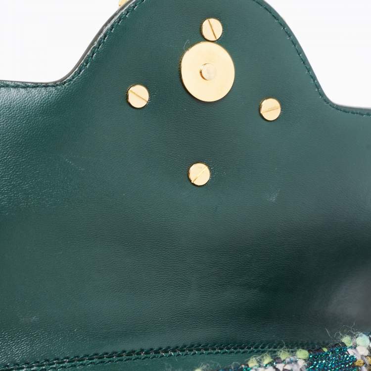 Pre Owned Dolce & Gabbana Green  Eel Leather And Tweed  Jewels Pochette