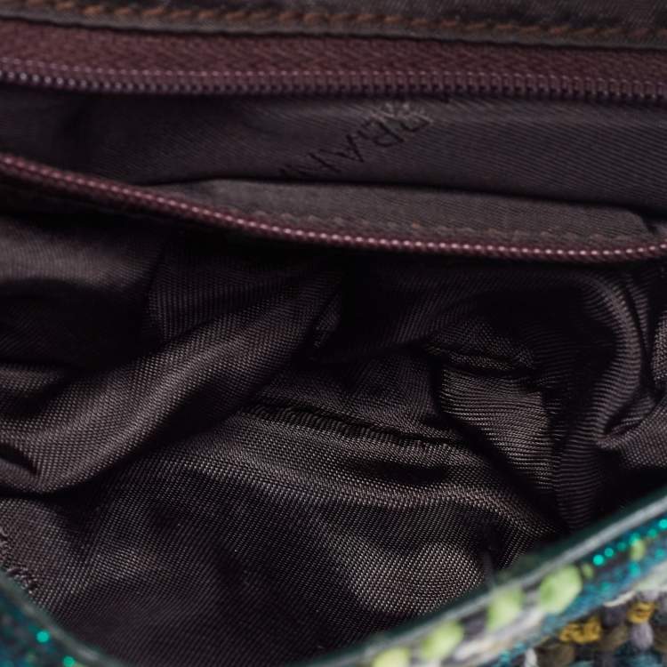 Pre Owned Dolce & Gabbana Green  Eel Leather And Tweed  Jewels Pochette