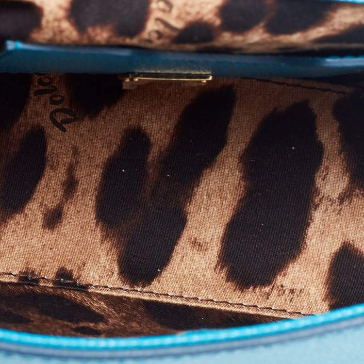 Pre Owned Dolce & Gabbana Blue Leather Love Small Sicily Top Handle Bag