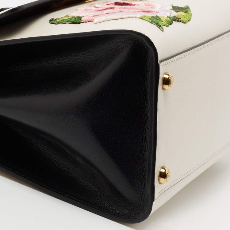 Pre Owned Dolce & Gabbana White Leather Welcome Top Handle Bag