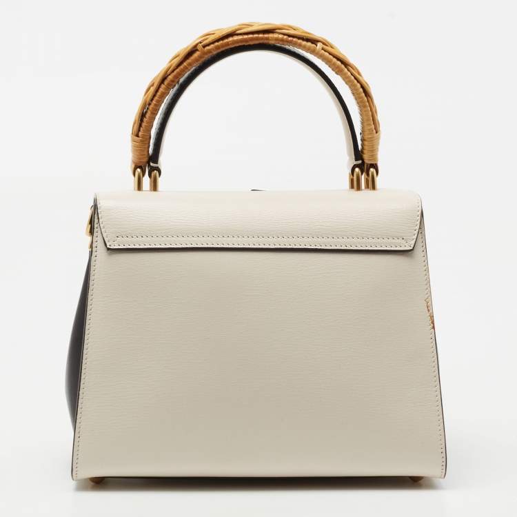 Pre Owned Dolce & Gabbana White Leather Welcome Top Handle Bag