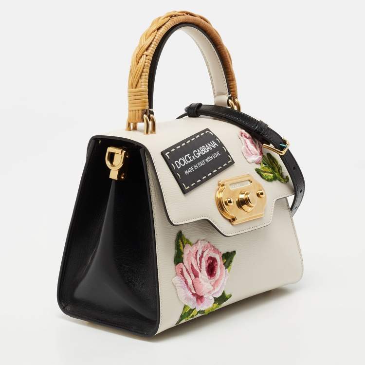 Pre Owned Dolce & Gabbana White Leather Welcome Top Handle Bag