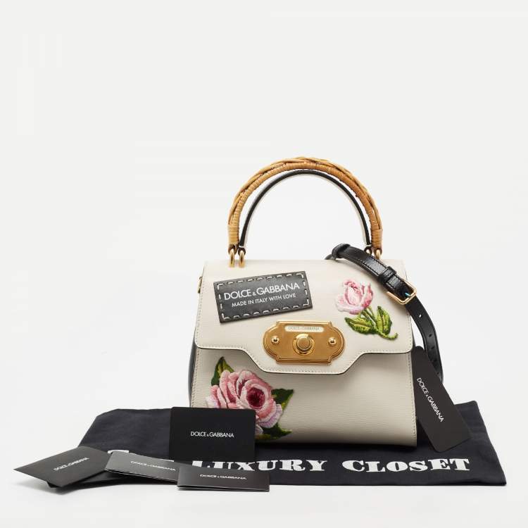 Pre Owned Dolce & Gabbana White Leather Welcome Top Handle Bag