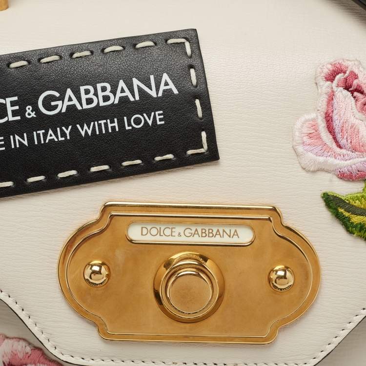 Pre Owned Dolce & Gabbana White Leather Welcome Top Handle Bag