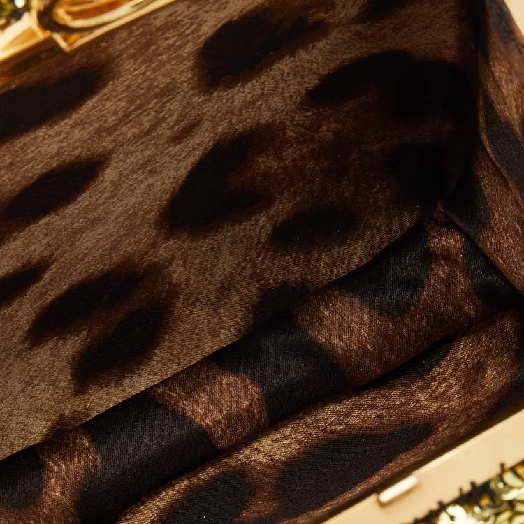 Pre Owned Dolce & Gabbana Gold Sequin Frame Chain Clutch