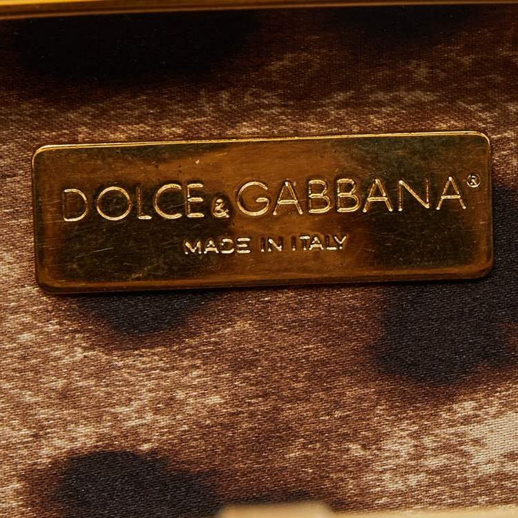 Pre Owned Dolce & Gabbana Gold Sequin Frame Chain Clutch
