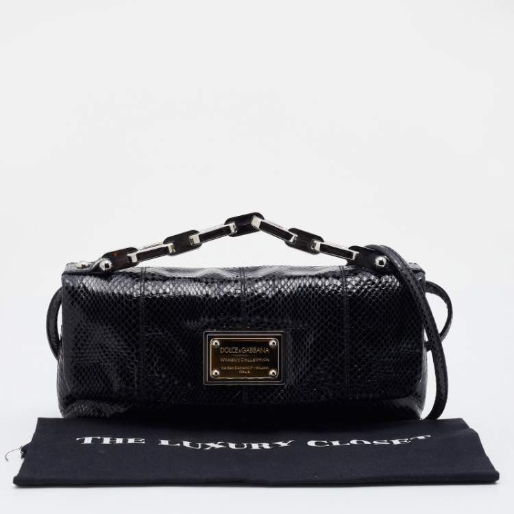 Pre Owned Dolce & Gabbana Black Python Leather Shoulder Bag