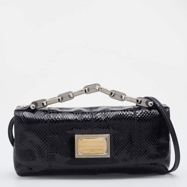 Pre Owned Dolce & Gabbana Black Python Leather Shoulder Bag