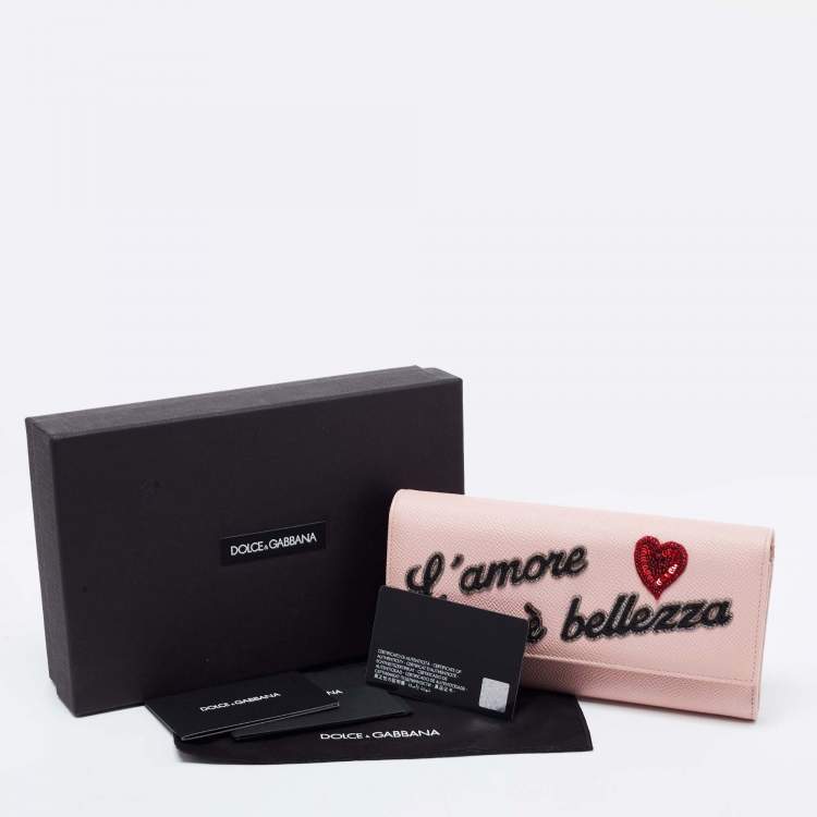 Pre Owned Dolce & Gabbana Pink Leather Dauphine Continental Wallet