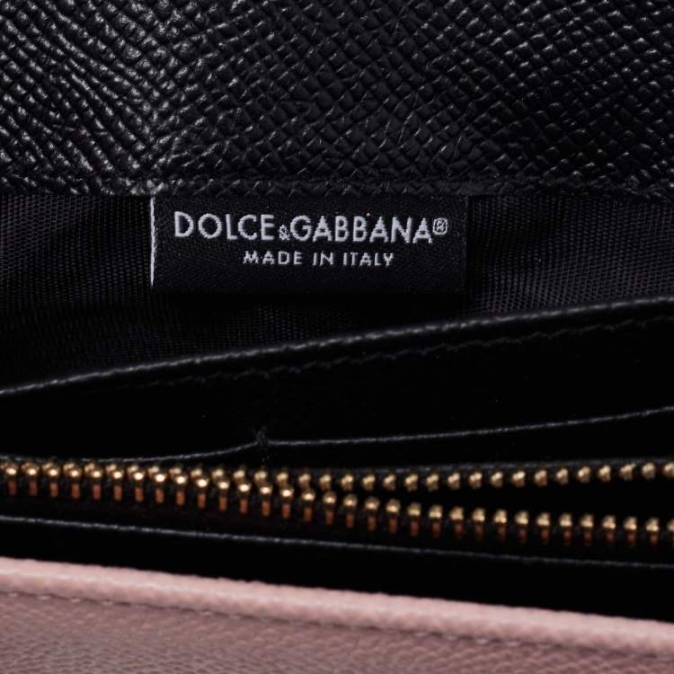 Pre Owned Dolce & Gabbana Pink Leather Dauphine Continental Wallet