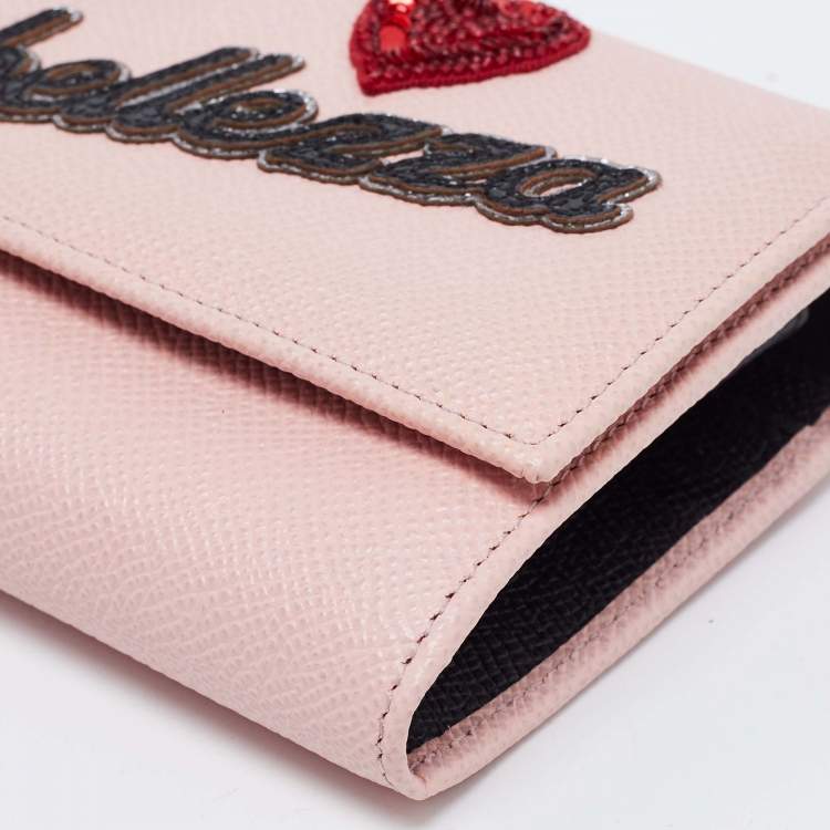 Pre Owned Dolce & Gabbana Pink Leather Dauphine Continental Wallet